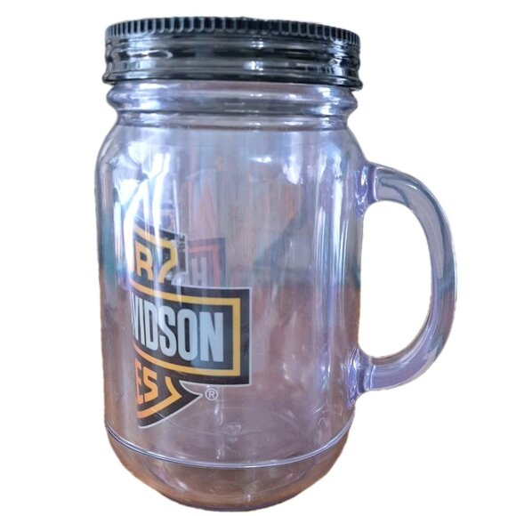Harley-Davidson Clear Mug With Lid and Straw Hole - NO STRAW - Picture 2 of 7